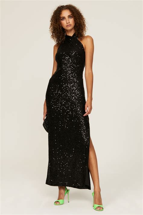 Sequined piqué dress Black 